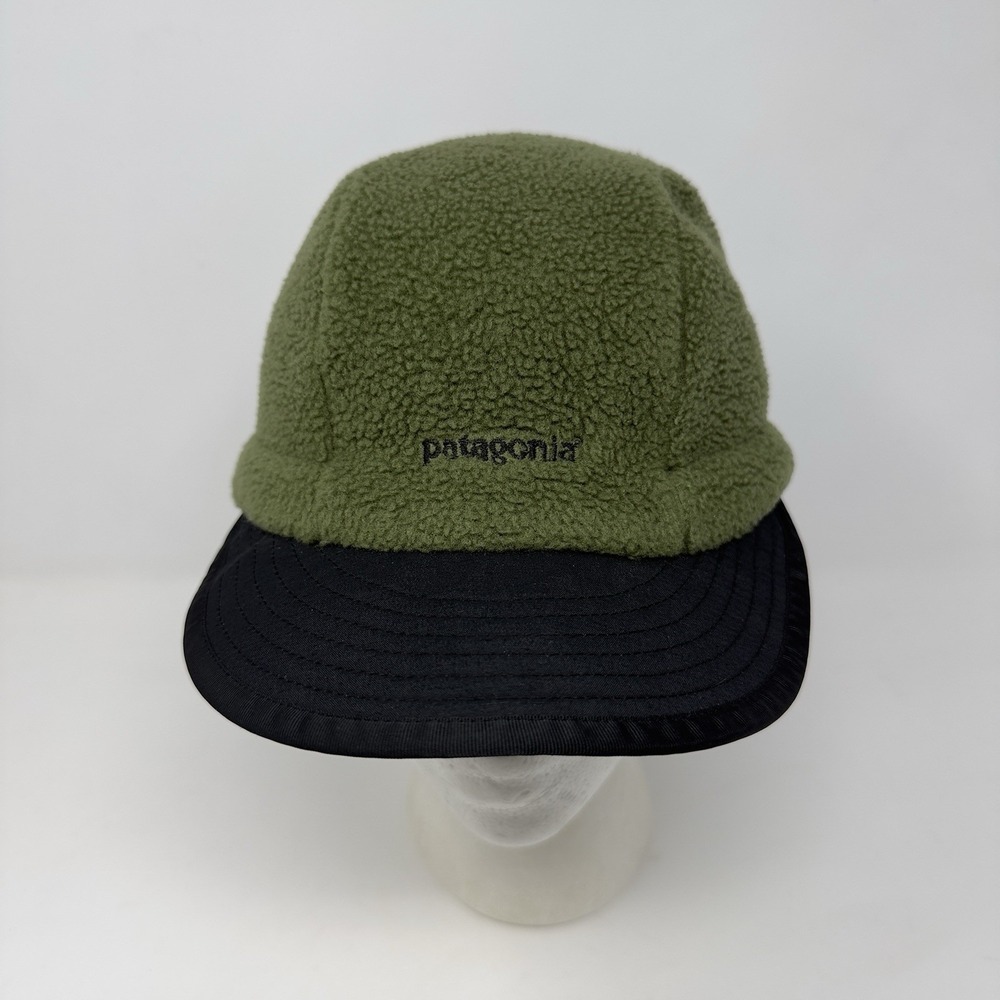 Vintage Patagonia Synchilla Y2K Fleece Green Duckbill Ear Flap Trapper Hat Sz M